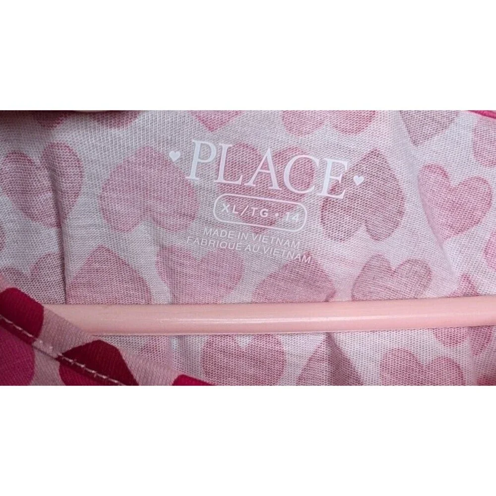 NWT Children's Place Girls XLarge Pink Hearts Long Sleeve Dress - Picture 4 of 7